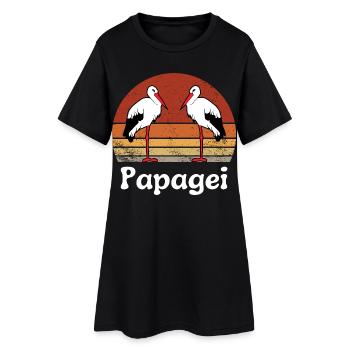 Papagei Vintage Vogel Retro - Frauen T-Shirt-Kleid - Schwarz - Vorne