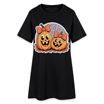 Joyeux amis citrouilles Halloween - Robe T-shirt Femme - noir - Devant
