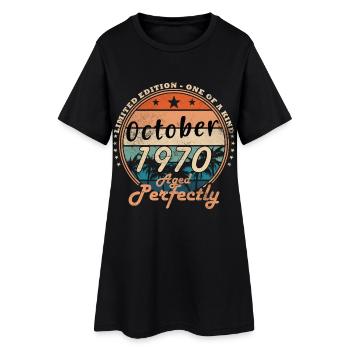 55ème Anniversaire Original Octobre Millésime 1970 - Robe T-shirt Femme - noir - Devant
