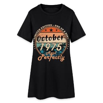 50ème Anniversaire Original Octobre Millésime 1975 - Robe T-shirt Femme - noir - Devant