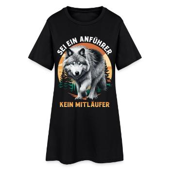 Wolf Spirit SEI EIN ANFÜHRER KEIN MITLÄUFER Lustig - Frauen T-Shirt-Kleid - Schwarz - Vorne