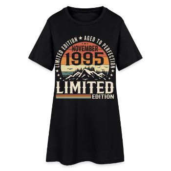 November 1995 Unique Retro Anniversary - Women’s T-Shirt Dress - black - Front