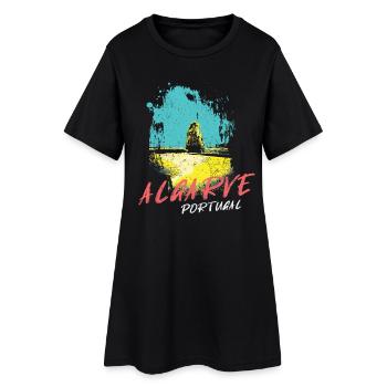 Beach Rocks Algarve Illustration Portugal - Women’s T-Shirt Dress - black - Front