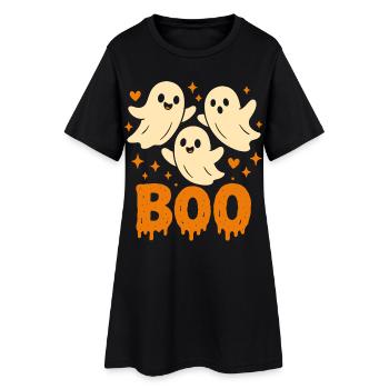 Mignons fantômes BOO - Design drôle d’Halloween - Robe T-shirt Femme - noir - Devant
