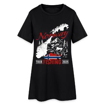 Excursion de pêche en Norvège 2025 - Cadeau de pêcheur - Robe T-shirt Femme - noir - Devant