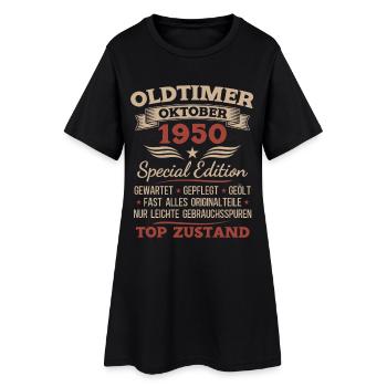 Cadeau 75ème anniversaire Voiture Ancienne Octobre 1950 - Robe T-shirt Femme - noir - Devant