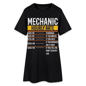 Mechanic Hourly Rate Auto Car Mechanic Labor Rate - Frauen T-Shirt-Kleid - Schwarz - Vorne