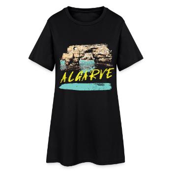 Klippen Algarve Illustration Portugal - Frauen T-Shirt-Kleid - Schwarz - Vorne
