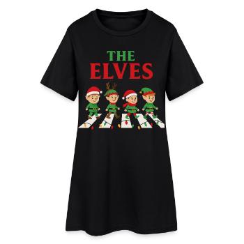 Train de Noël coloré ivoire - Robe T-shirt Femme - noir - Devant