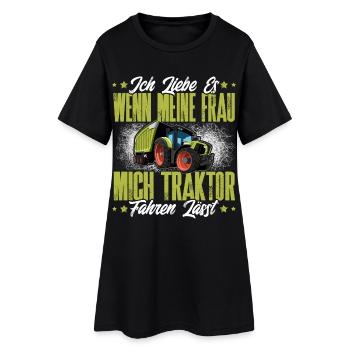 Landwirt - Frauen T-Shirt-Kleid - Schwarz - Vorne