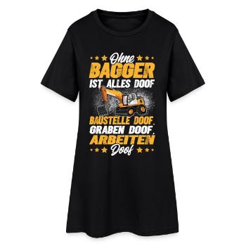 Bagger - Frauen T-Shirt-Kleid - Schwarz - Vorne