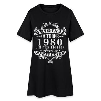 Octobre 1980 Cadeau d’anniversaire - Octobre 1980 - Robe T-shirt Femme - noir - Devant
