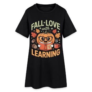 Tombez amoureux de l’enseignement Enseignant d’automne - Robe T-shirt Femme - noir - Devant