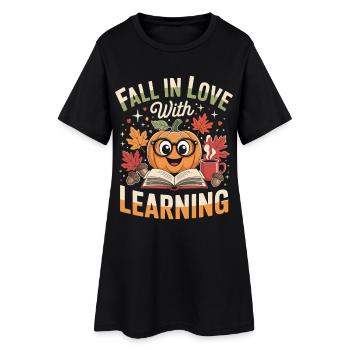 Tombez amoureux de l’enseignement Enseignant d’automne - Robe T-shirt Femme - noir - Devant