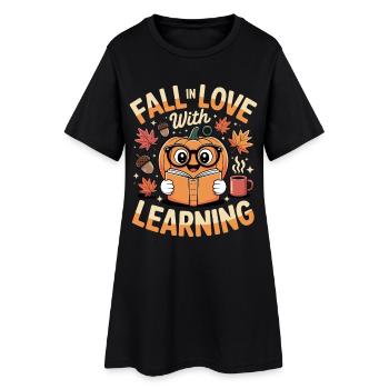 Tombez amoureux de l’enseignement Enseignant d’automne - Robe T-shirt Femme - noir - Devant