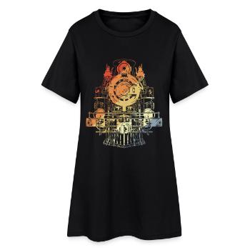 Locomotive Graphic Retro Style - Women’s T-Shirt Dress - black - Front
