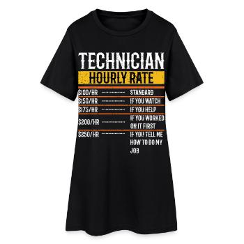 Technicien Taux horaire Technicien de maintenance Tech - Robe T-shirt Femme - noir - Devant