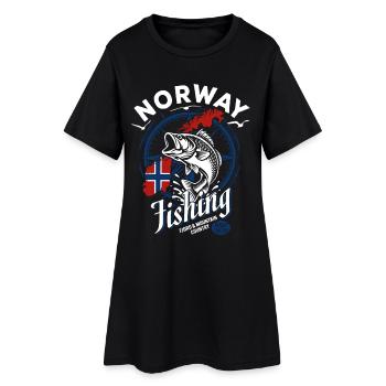 Norway Fishing 2026 - Motif de pêcheur avec poisson - Robe T-shirt Femme - noir - Devant