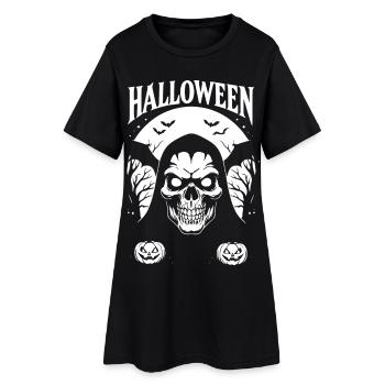 Crâne d’Halloween dans le style de la capuche - Robe T-shirt Femme - noir - Devant