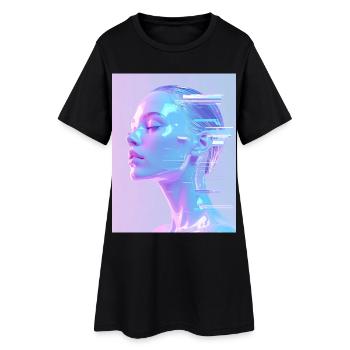 Portrait holographique Glitch - Robe T-shirt Femme - noir - Devant