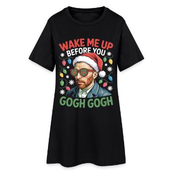 Gogh Xmas Portrait Style with Wit - Women’s T-Shirt Dress - black - Front