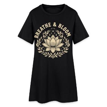 Blühen und Wachsen Lotusblume Botanisches Design - Frauen T-Shirt-Kleid - Schwarz - Vorne