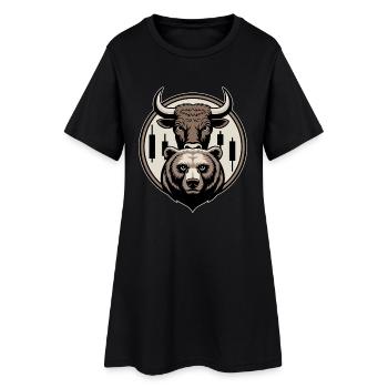 Bull & Bear Trading Bougies Motif Boursier - Robe T-shirt Femme - noir - Devant