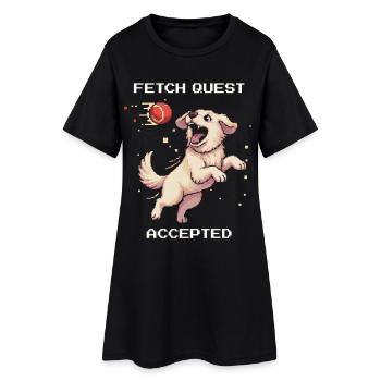 Fetch Quest Acceptée | Chien jouant au ballon - Robe T-shirt Femme - noir - Devant