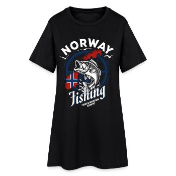 Norvège Pêche Fjords & Montagnes Cadeau Pêcheur - Robe T-shirt Femme - noir - Devant