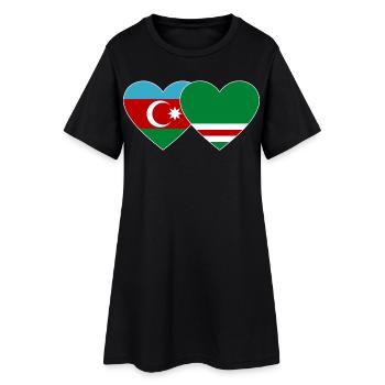 Azerbaïdjan Tchétchénie Drapeau Coeur - Robe T-shirt Femme - noir - Devant
