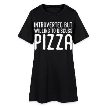 Introverti Mais Fan De Pizza - Robe T-shirt Femme - noir - Devant