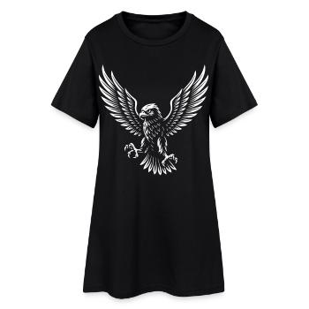 Majestätischer Falke Schwebendes Design - Frauen T-Shirt-Kleid - Schwarz - Vorne