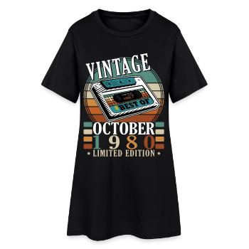 Octobre 1980 Cadeau d’anniversaire - Octobre 1980 - Robe T-shirt Femme - noir - Devant