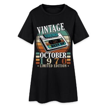 Cadeau d’anniversaire d’octobre 1970. Octobre 1970. - Robe T-shirt Femme - noir - Devant