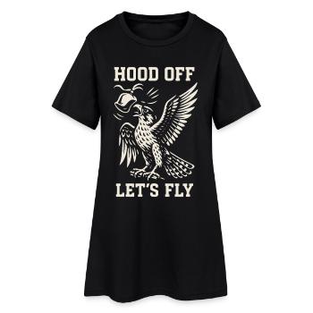 Falcon Hood Off Let's Fly Falknerei Abenteuer - Frauen T-Shirt-Kleid - Schwarz - Vorne