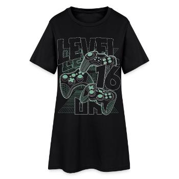 Level Up Retro Controller Graphic 16th Birthday - Women’s T-Shirt Dress - black - Front