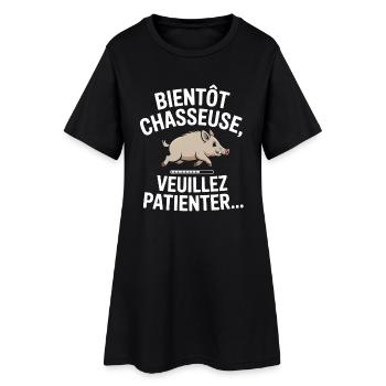 Bientôt chasseuse veuillez patienter - Robe T-shirt Femme - noir - Devant