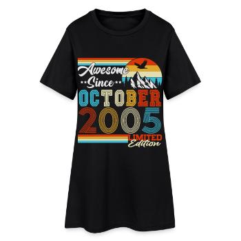 Millésime Octobre 2005 Vintage Rétro Anniversaire - Robe T-shirt Femme - noir - Devant