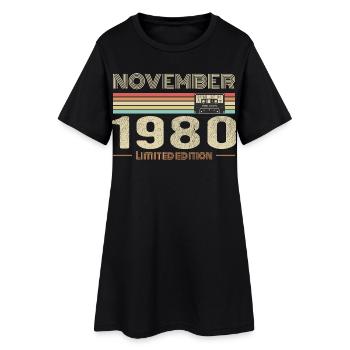 November 1980 Vintage Birthday Retro Tee - Robe T-shirt Femme - noir - Devant