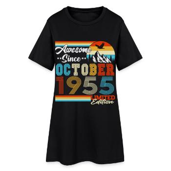 Vintage October 1955 Vintage Retro Birthday - Women’s T-Shirt Dress - black - Front