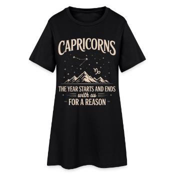 Steinbock Sternzeichen - Frauen T-Shirt-Kleid - Schwarz - Vorne