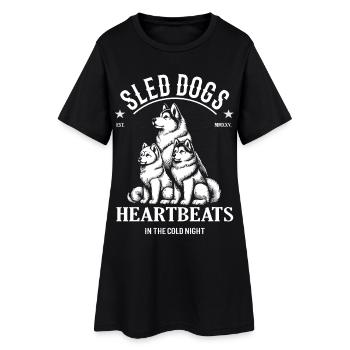 Conception de chien de traîneau – battements de cœur dans la nuit froide - Robe T-shirt Femme - noir - Devant