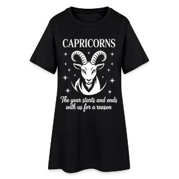 Steinbock Sternzeichen - Frauen T-Shirt-Kleid - Schwarz - Vorne