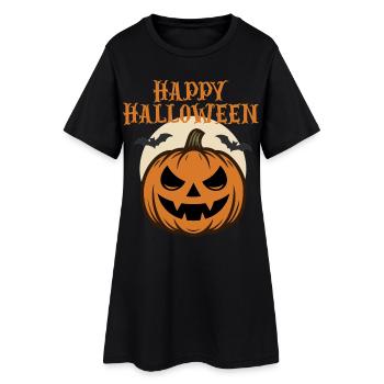 Joyeux Halloween citrouille avec des chauves-souris - Robe T-shirt Femme - noir - Devant