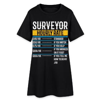 Tarifs des arpenteurs-géomètres Taux horaire Arpentage - Robe T-shirt Femme - noir - Devant