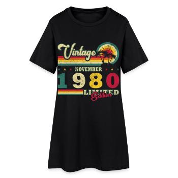 1980 November Jahrgang Geburtstag Geschenk - Frauen T-Shirt-Kleid - Schwarz - Vorne