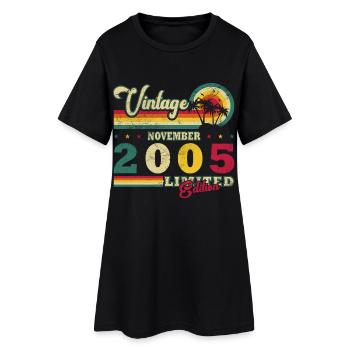 2005 November Geburtstagsgeschenk. November 2005 - Frauen T-Shirt-Kleid - Schwarz - Vorne