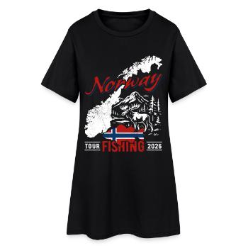 Excursion de pêche en Norvège 2026 - Cadeau de pêcheur - Robe T-shirt Femme - noir - Devant