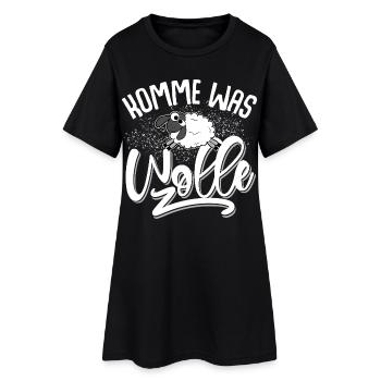 Komme Was Wolle - Frauen T-Shirt-Kleid - Schwarz - Vorne