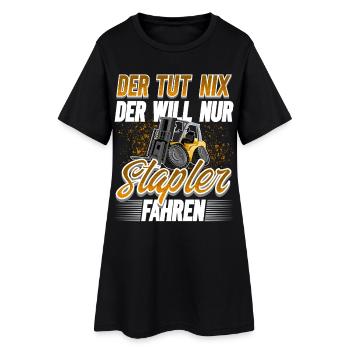 Staplerfahrer Lagerist - Frauen T-Shirt-Kleid - Schwarz - Vorne